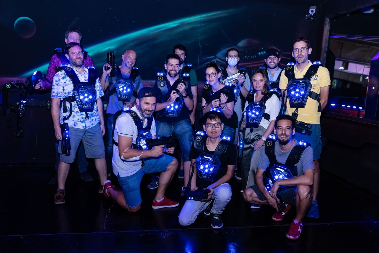 Escena de l'esdeveniment Fluendo Karting Team Building a Barcelona — producció Bacus Events