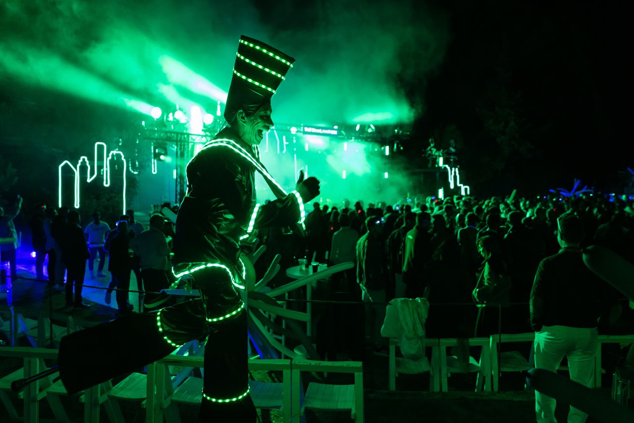 Escena del evento Wallbox Wall Street en Barcelona — producción Bacus Events