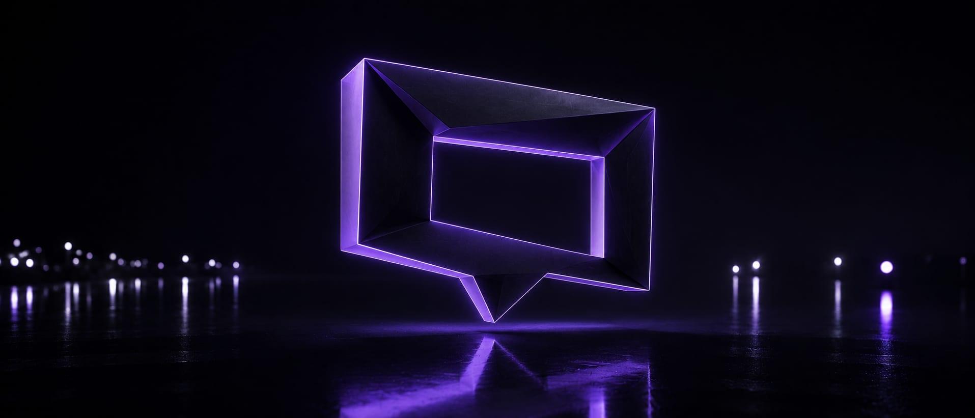 Cabecera /contacto — bocadillo de conversación neon, imagen IA